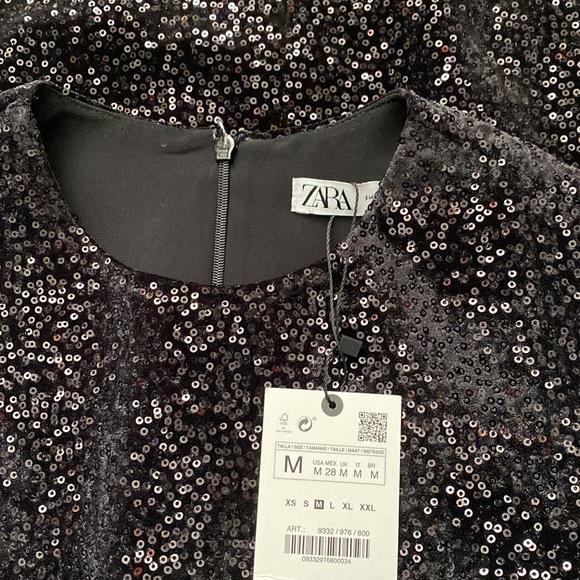 NWT ZARA SHORT SEQUINS SLEEVELESS  DRESS SIZE M BLACK NWT - Picture 7 of 7